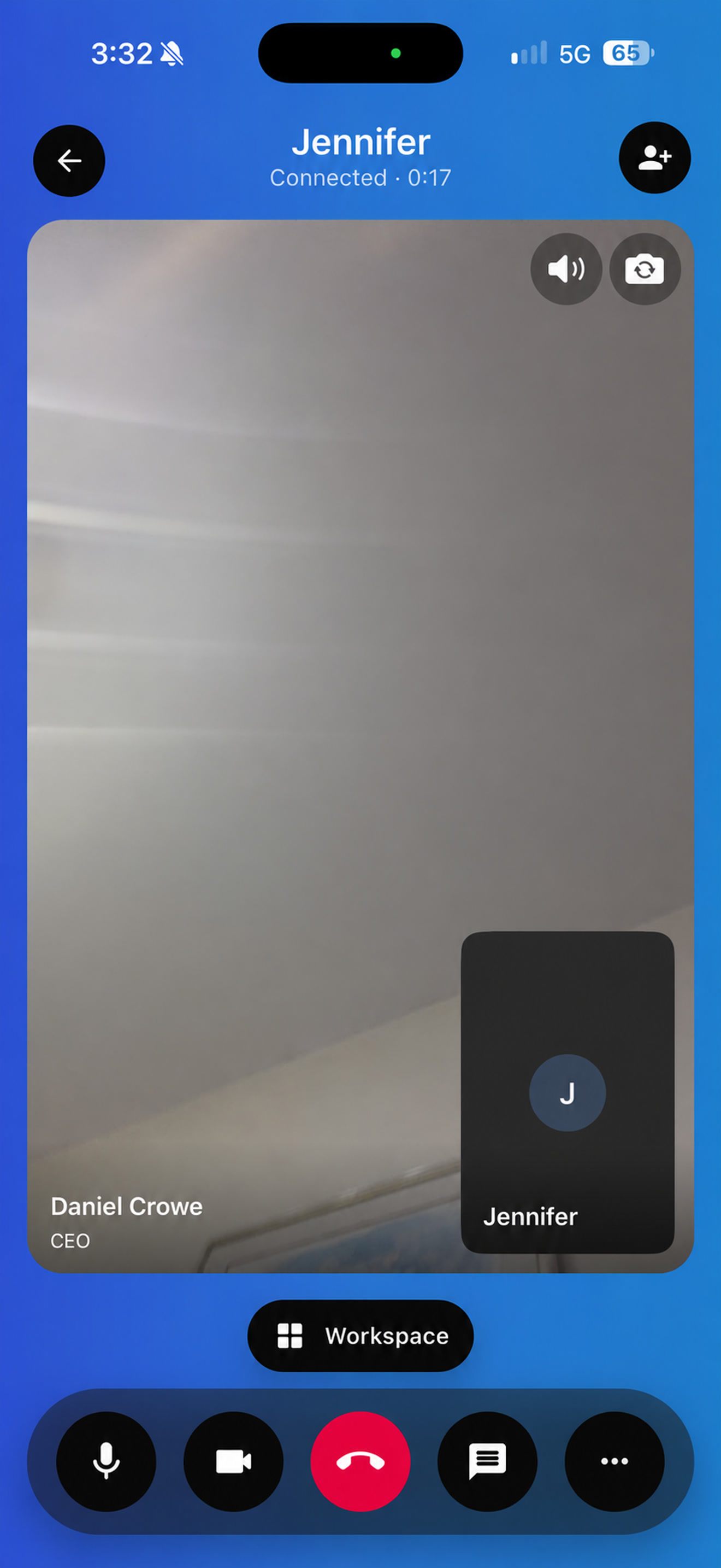 Interfaz de videollamada de Goxee con ventanas de video de demostración independientes.